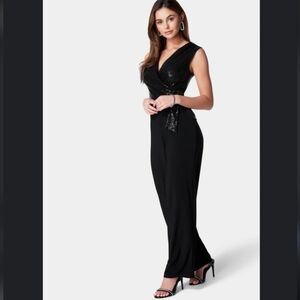 NWT Bebe Disco Dot Wrap Tie Jumpsuit Size 3X Sequin Romper